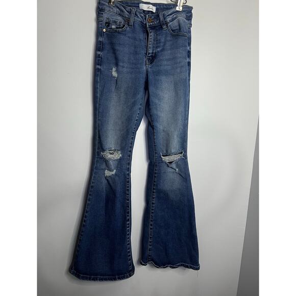 KanCan Light Blue Distressed Flare Jeans Size 3/25 - Picture 1 of 5